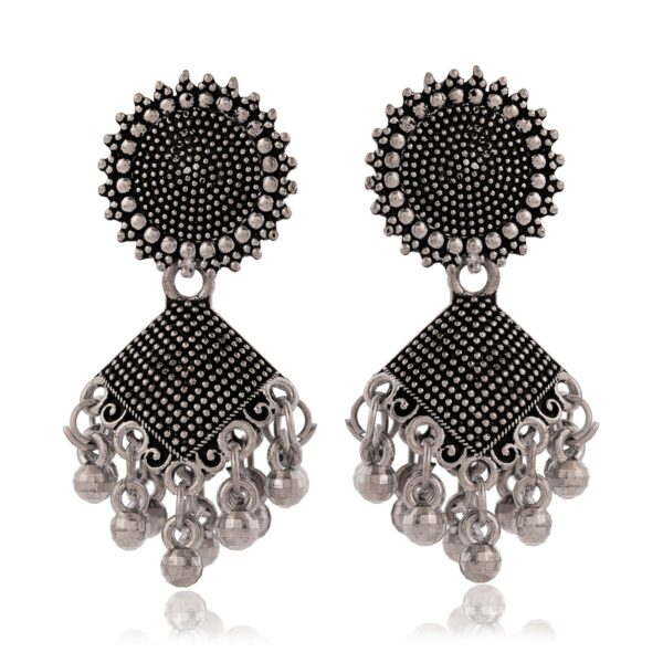 Women's Dot Design Earrings, Indian Hoops, Mandala Hoops Chakra -  Drop Dangles Earrings - Image 3